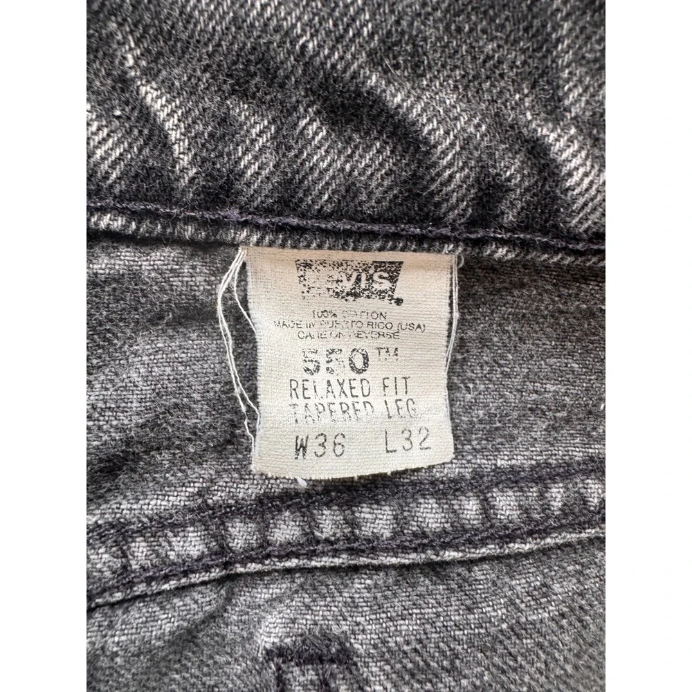 Levi's‎ 550 Relaxed Fit Tapered Leg Jeans Mens 36x32 Black Orange Tab Vintage